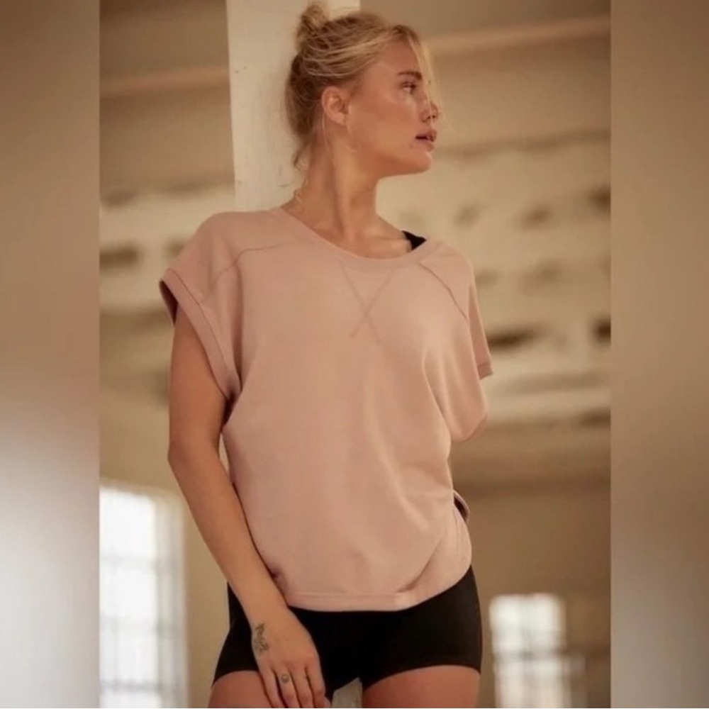 Free People Nothing But Sweats Reversible Top NWT Ryle $48 in Mauve Swoon Large